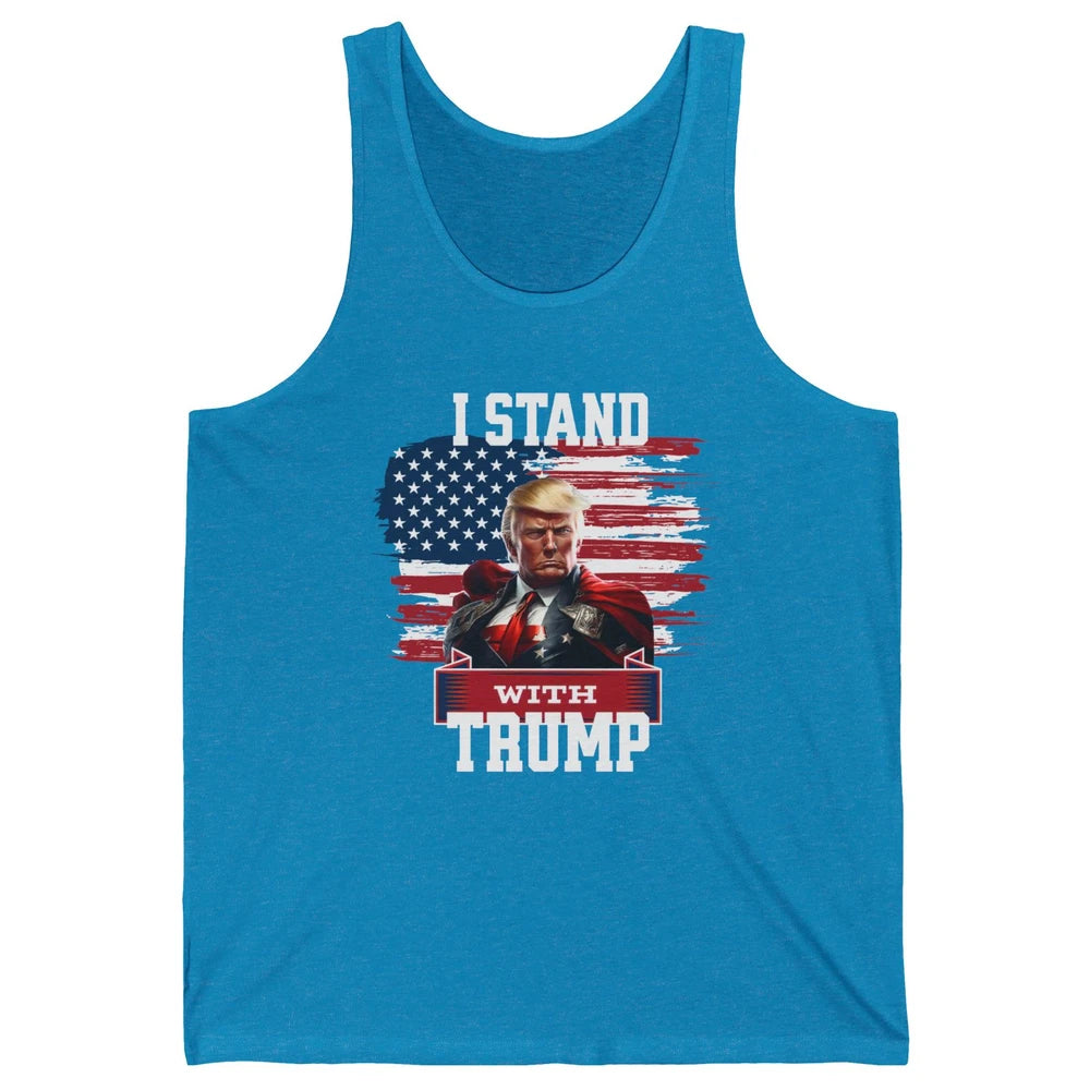 Retro US Flag I Stand With Donald Trump Return 2024 Patriot Unisex Jersey Tank