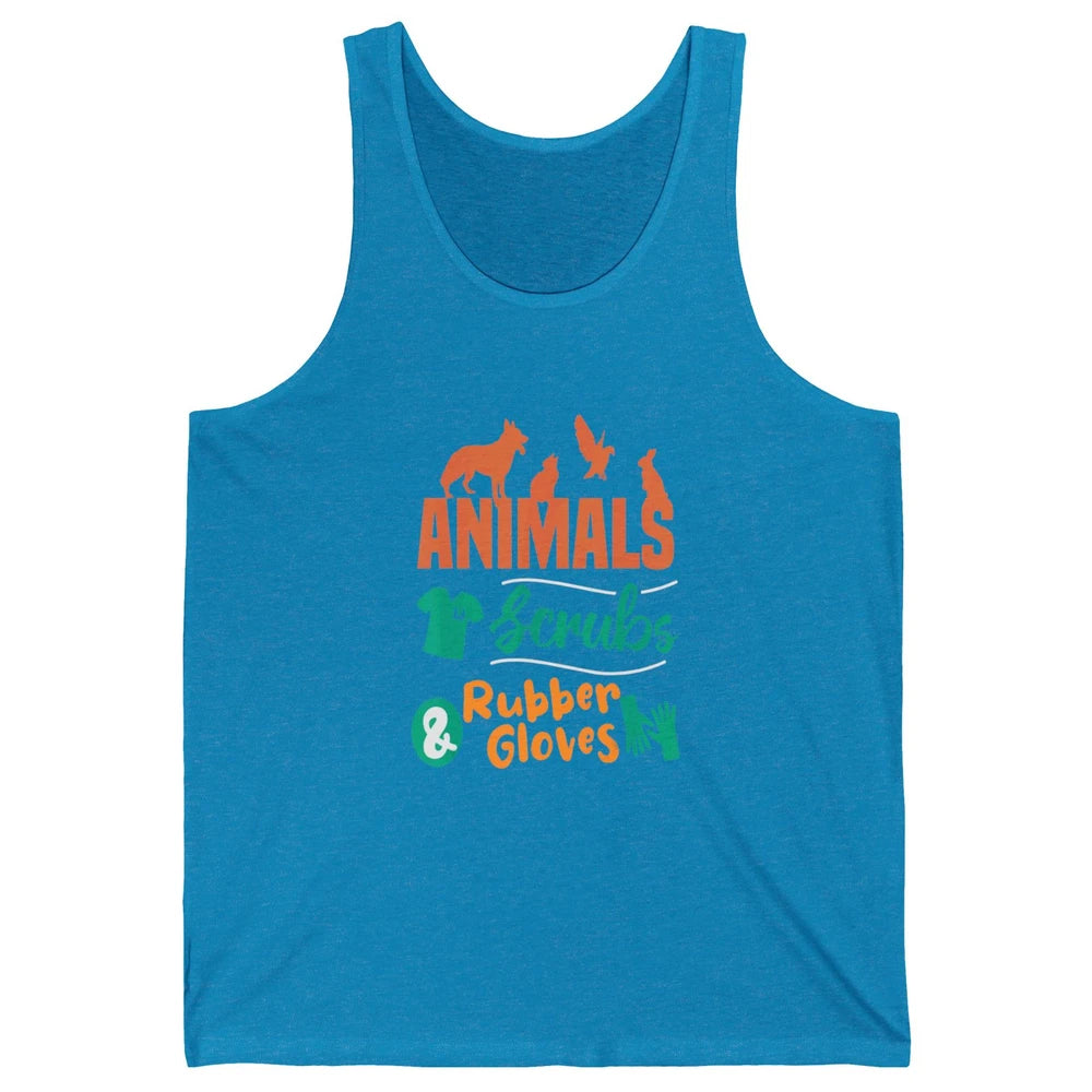 Animal Scrubs Rubber Gloves Veterinarian Vet Tech Pet Doctor Unisex Jersey Tank