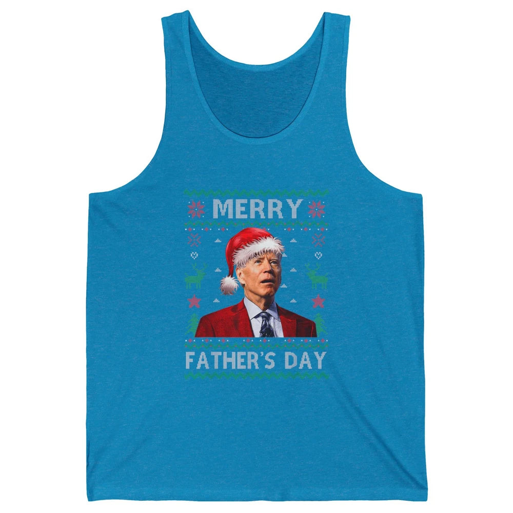 Funny Santa Hat Joe Biden Confused Ugly Christmas President Unisex Jersey Tank