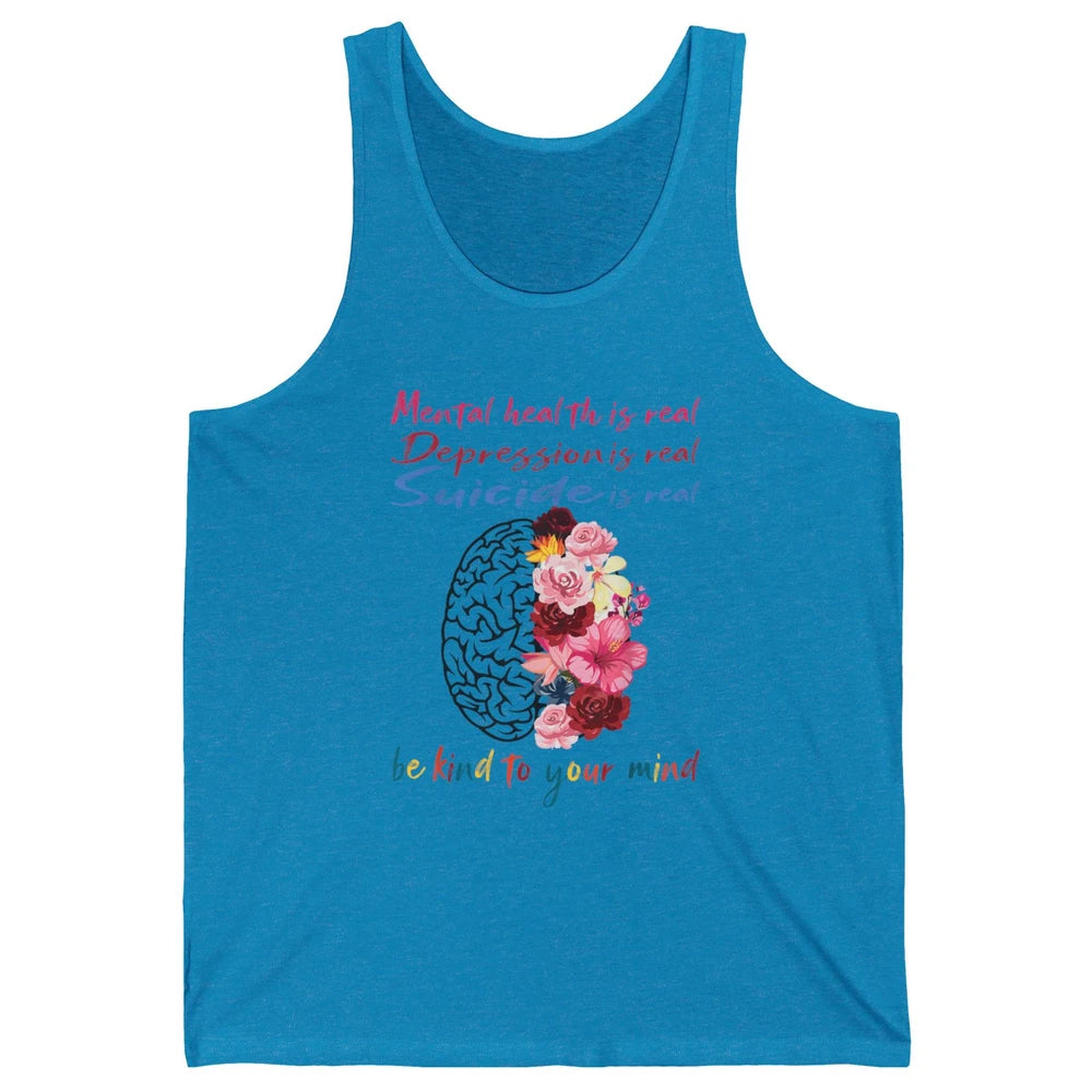 Be Kind To Your Mind Floral Brain Mental Health Awareness Unisex Jersey Tank