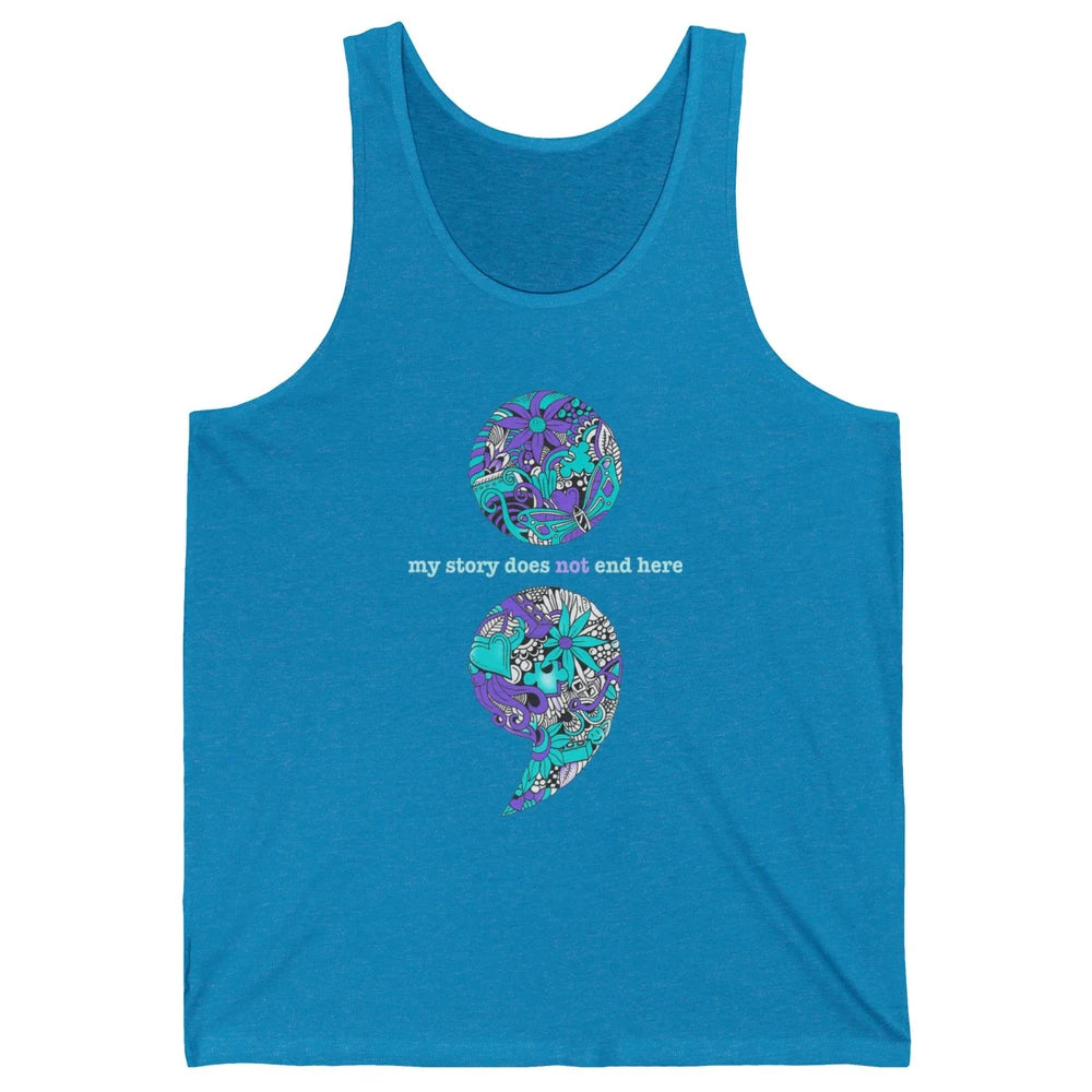 Semicolon Suicide Awareness Suicide Prevention Teal Purple Unisex Jersey Tank