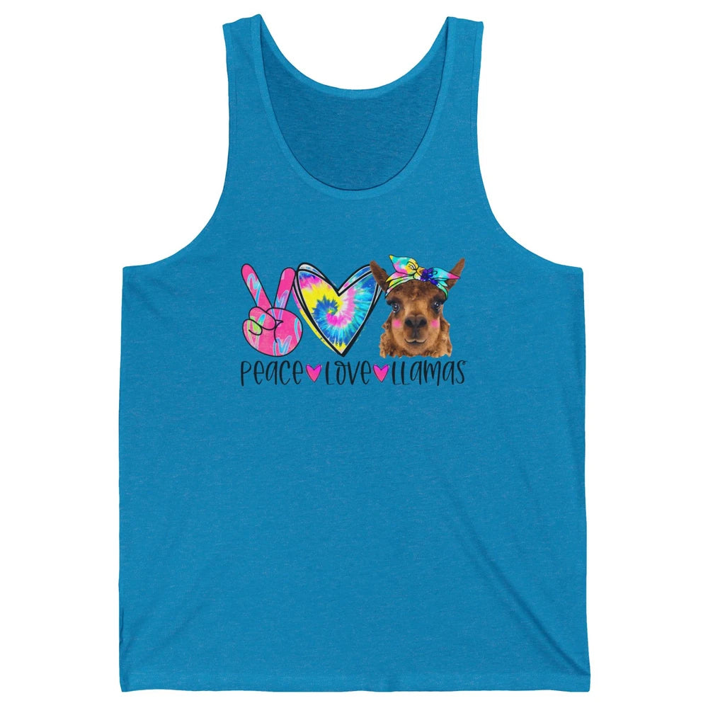 Vintage Llama Tie Dye Peace Love Llama Sarcastic Llama Lover Unisex Jersey Tank