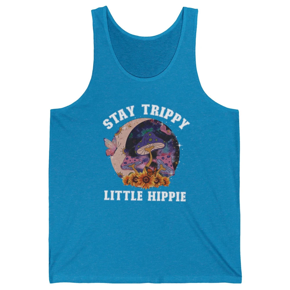 Stay Trippy Little Hippie Mushroom Sunflower Plant Retro Unisex Jersey Tank