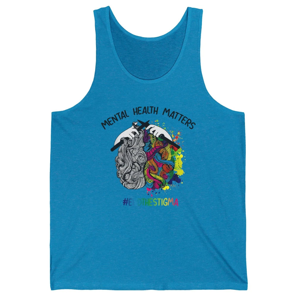 Brain Knitting Mental Health Matters Awareness Crochet Quilt Unisex Jersey Tank