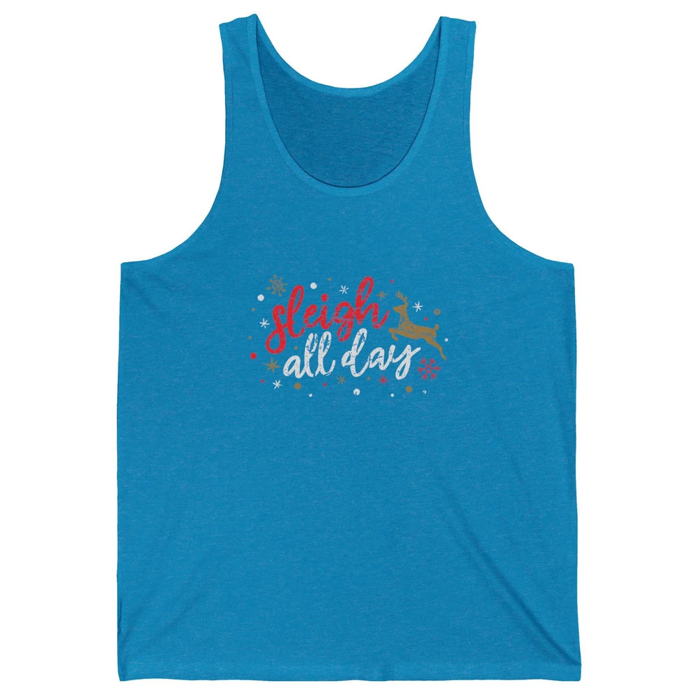 Sleigh All Day Xmas Reindeer Retro Merry Christmas Lights Unisex Jersey Tank