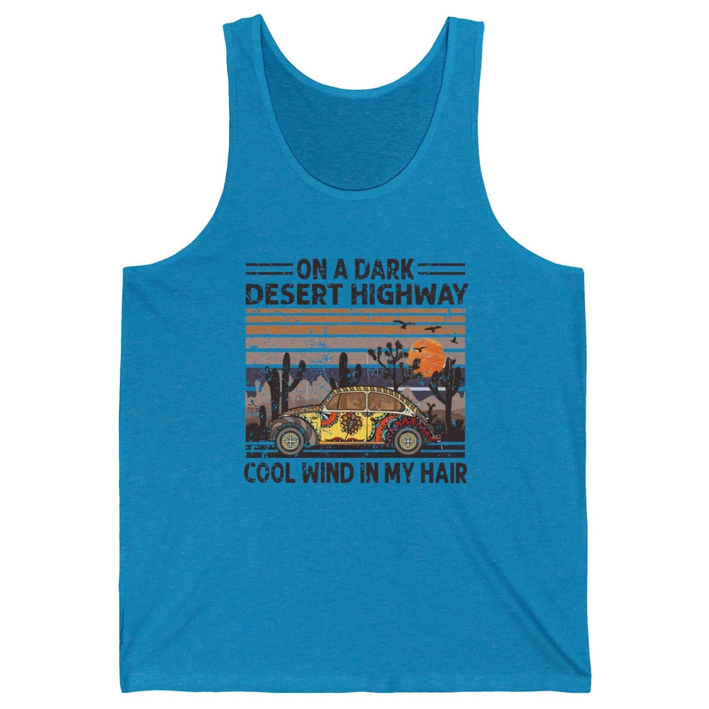 Vintage Hippie Car On A Dark Desert Highway Freedom Peace Unisex Jersey Tank