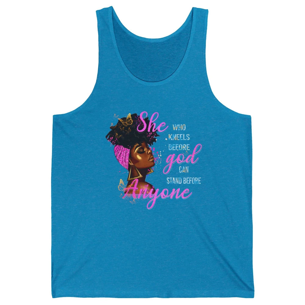 Black Girl She Who Kneels Before God Christian Afro Women Unisex Jersey Tank