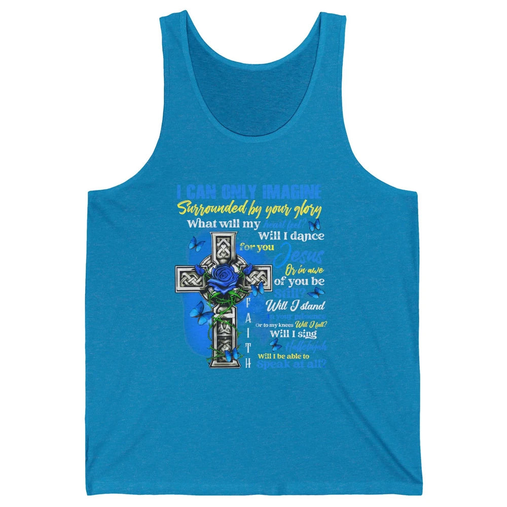 Butterfly Jesus Cross I Can Imagine Christian Religious Unisex Jersey Tank