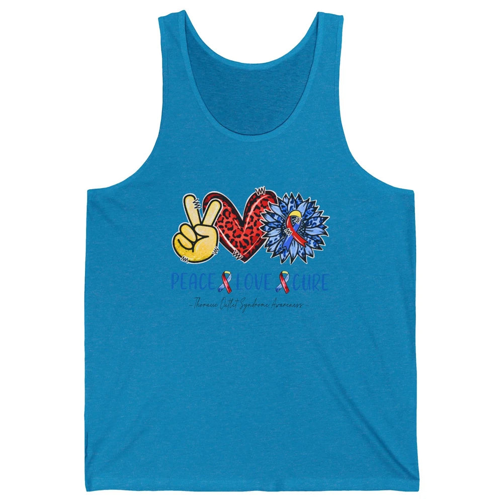 Thoracic Outlet Syndrome Awareness Peace Love Cure Sunflower Unisex Jersey Tank