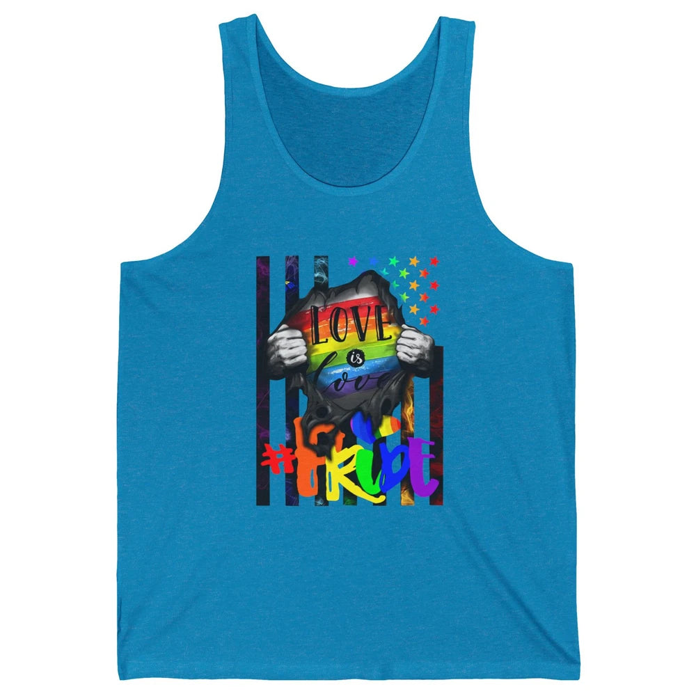 American Flag Love Is Love LGBT Gay Pride Month Equality Unisex Jersey Tank