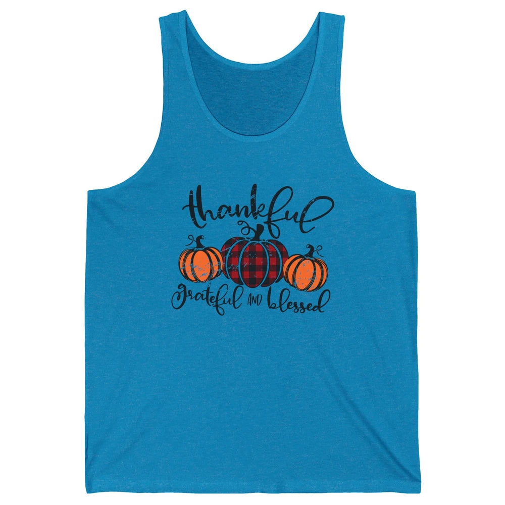 Vintage Grateful Thankful Blessed Pumpkin Fall Thanksgiving Unisex Jersey Tank