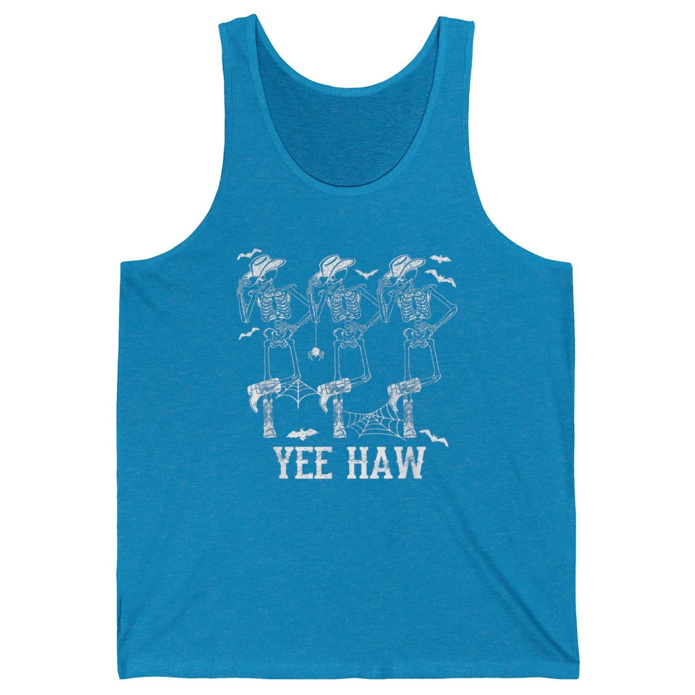 Yee Haw Skeleton Dancing Cowboy Boots Howdy Western Rodeo Unisex Jersey Tank