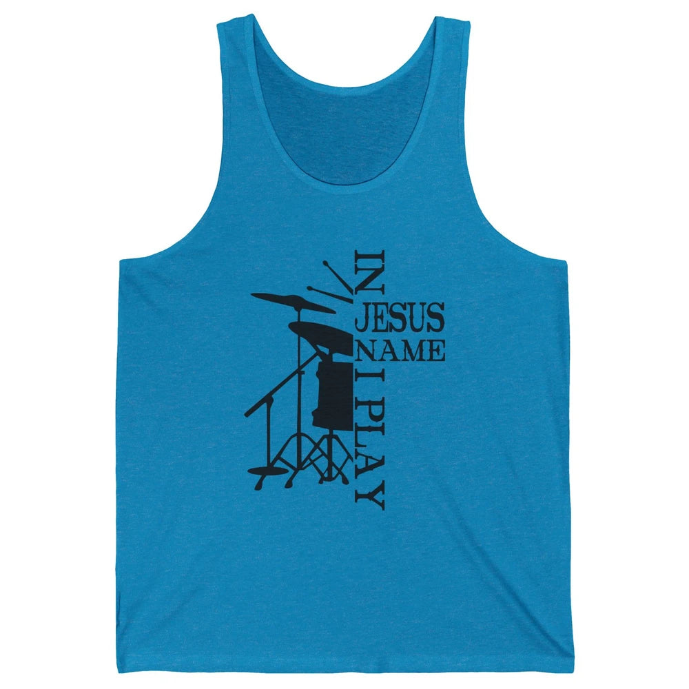 Vintage Drums In Jesus Name I Play Drumming Lovers Drummers Unisex Jersey Tank