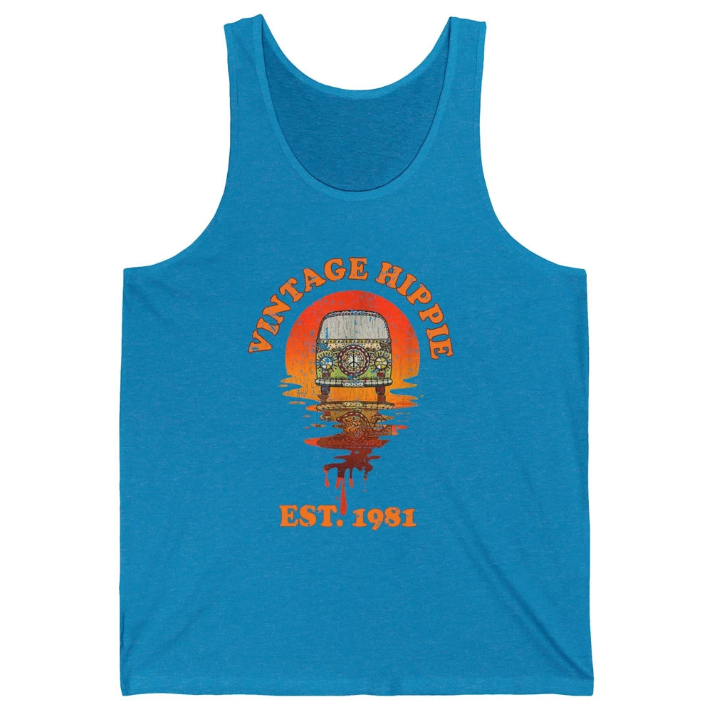 Vintage Hippie 1981 40th Birthday Hippie Van Peace Lovers Unisex Jersey Tank