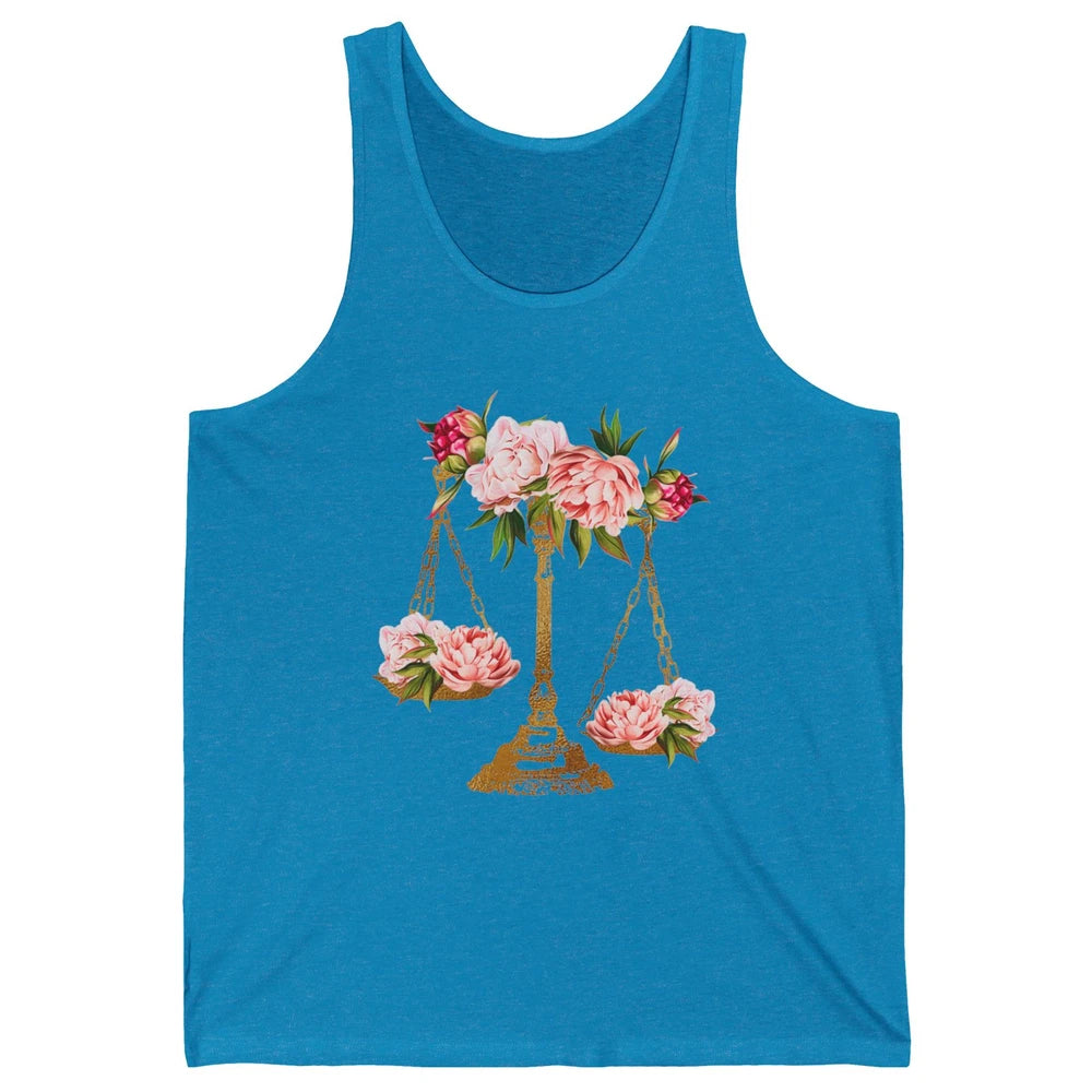 Wildflowers Lawyer Office Scales Decor Justice Law School Unisex Jersey Tank