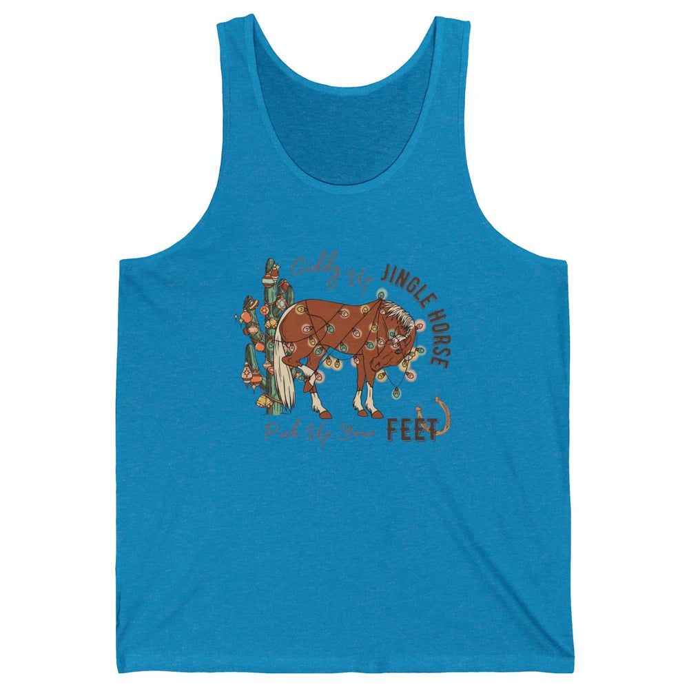 Giddy Up Jingle Horse Pick Up Your Feet Christmas Lights Unisex Jersey Tank