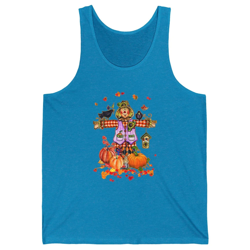 Scarecrow Autumn Hello Fall Pumpkin Thanksgiving Halloween Unisex Jersey Tank