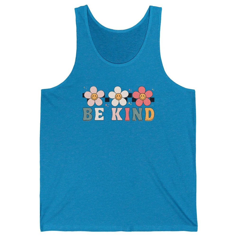 Be Kind Smiling Face Daisy Boho Mental Health Matter Retro Unisex Jersey Tank