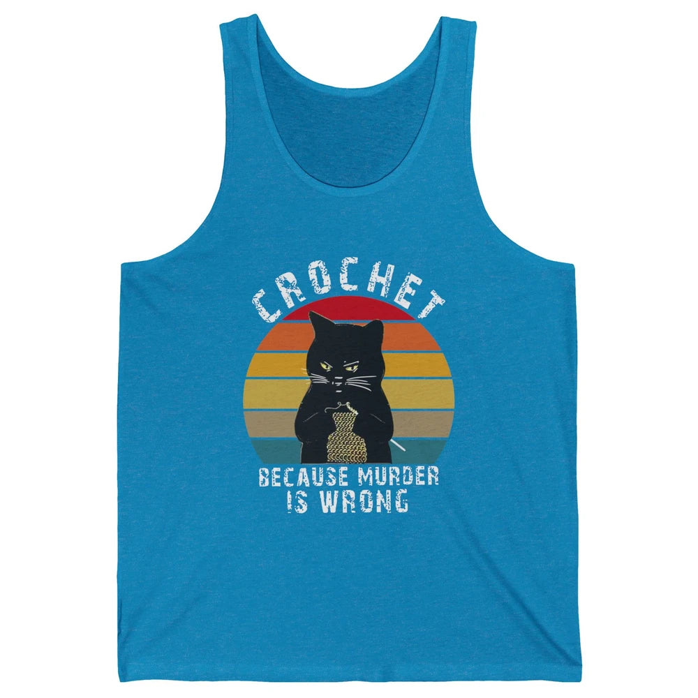 Vintage Black Cat Crochet Because Murder Is Wrong Crocheting Unisex Jersey Tank