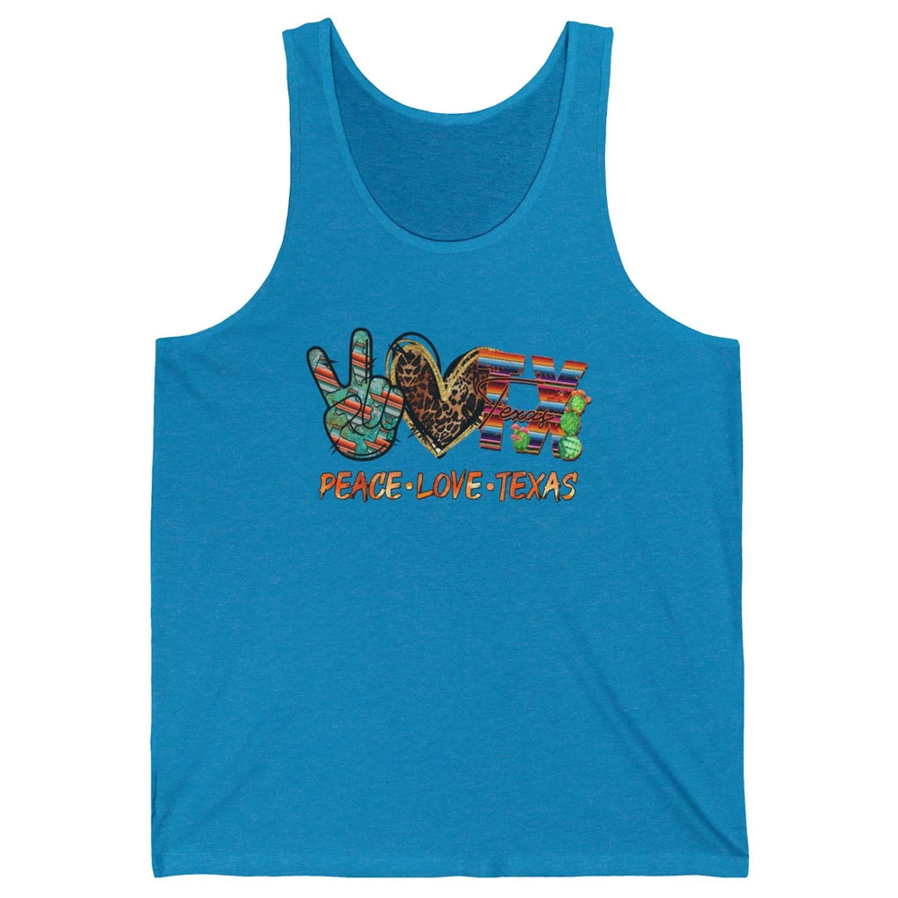 Retro Peace Love Texas Leopard Western Country Desert Cactus Unisex Jersey Tank