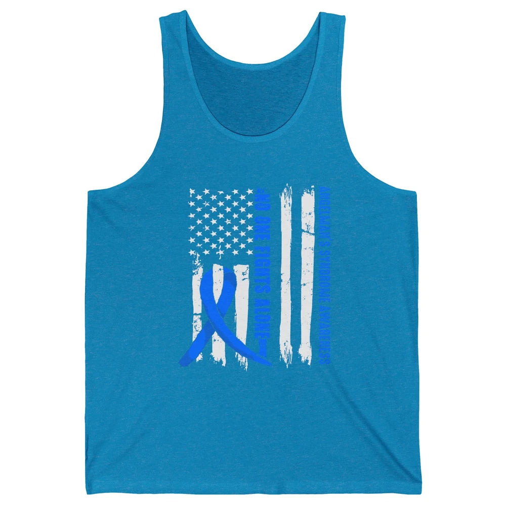 US Flag Angelman's Syndrome Blue Ribbon No One Fight Alone Unisex Jersey Tank