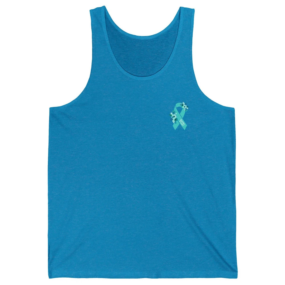 Vocal Cord Dysfunction Awareness Floral Teal Ribbon Rainbow Unisex Jersey Tank