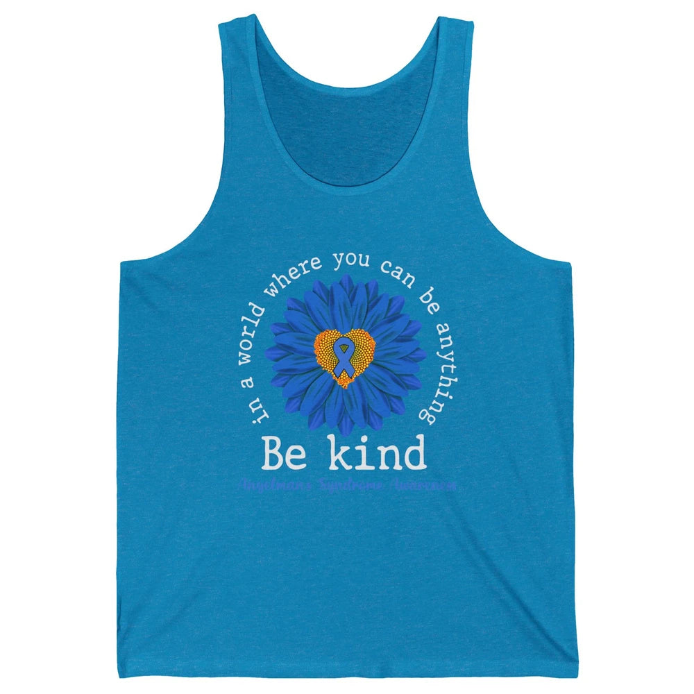 Angelman's Syndrome Awareness Blue Ribbon Sunflower Be Kind Unisex Jersey Tank