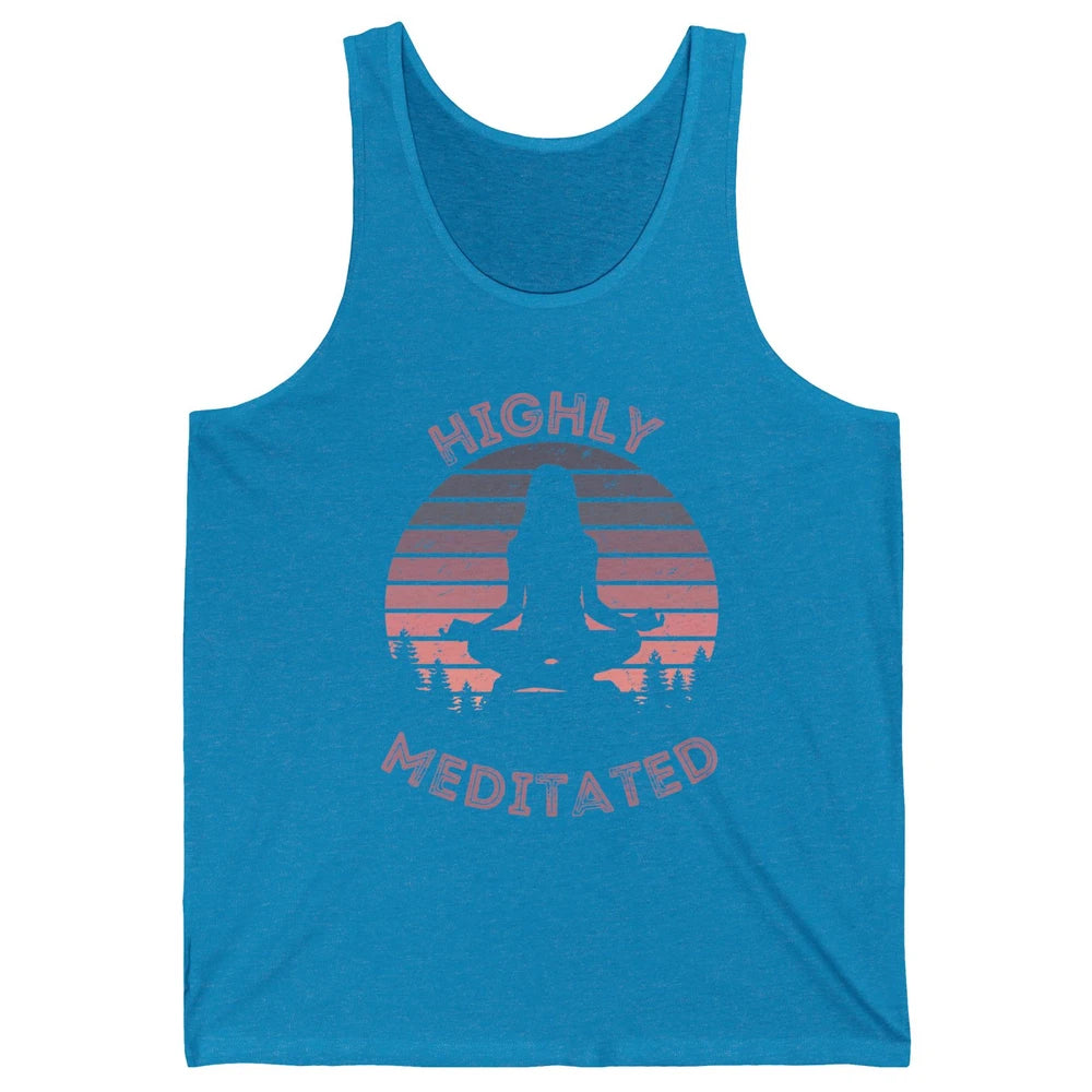 Vintage Woman Doing Yoga Highly Meditated Meditation Lovers Unisex Jersey Tank