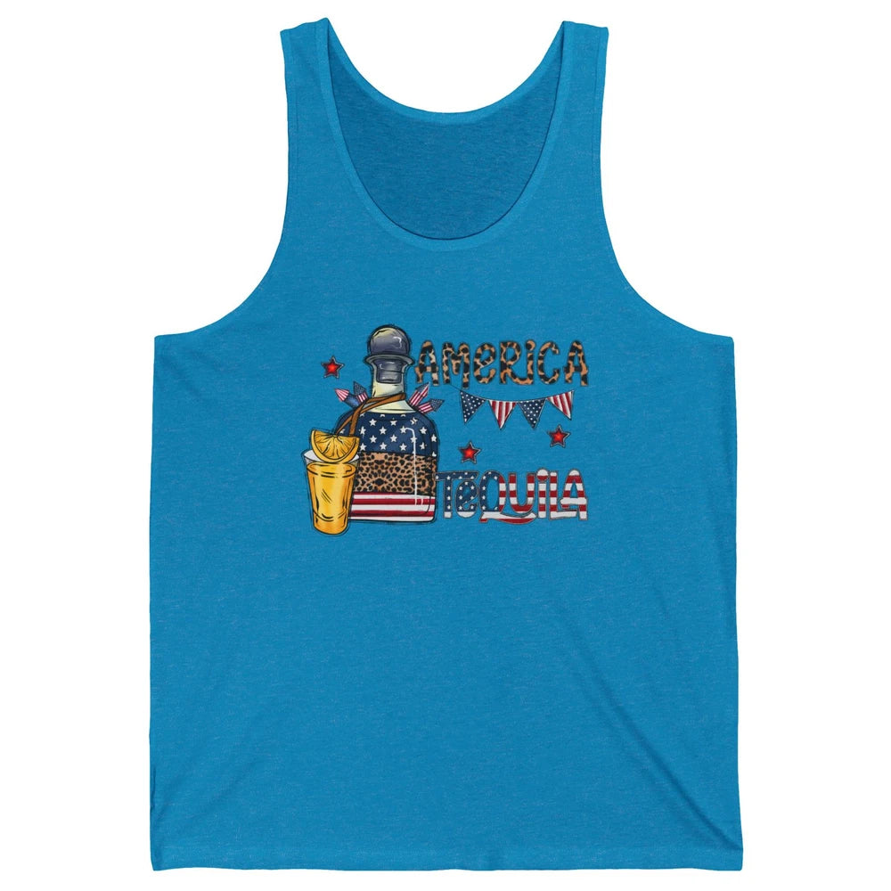 America Tequila Leopard Western Country 4th Of July Party Unisex Jersey Tank