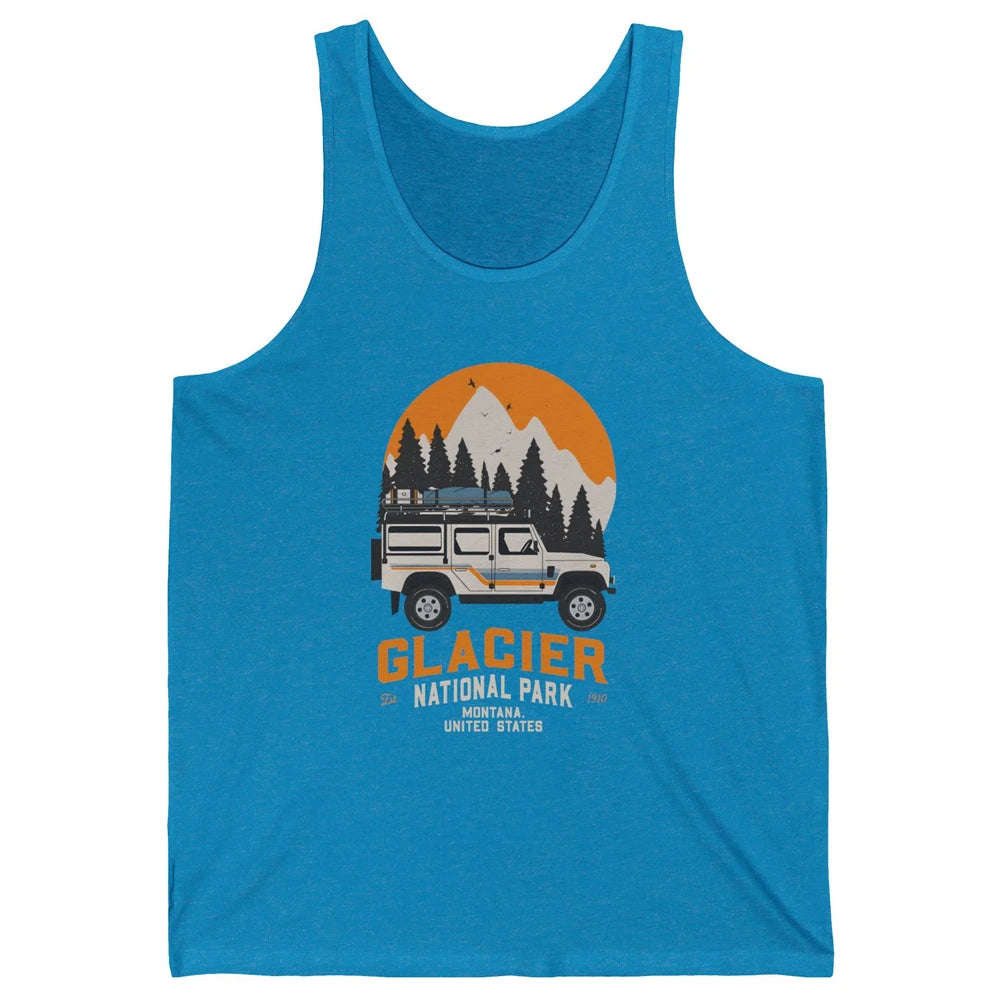 Vintage Glacier National Park Montana Road Trip Camping Unisex Jersey Tank