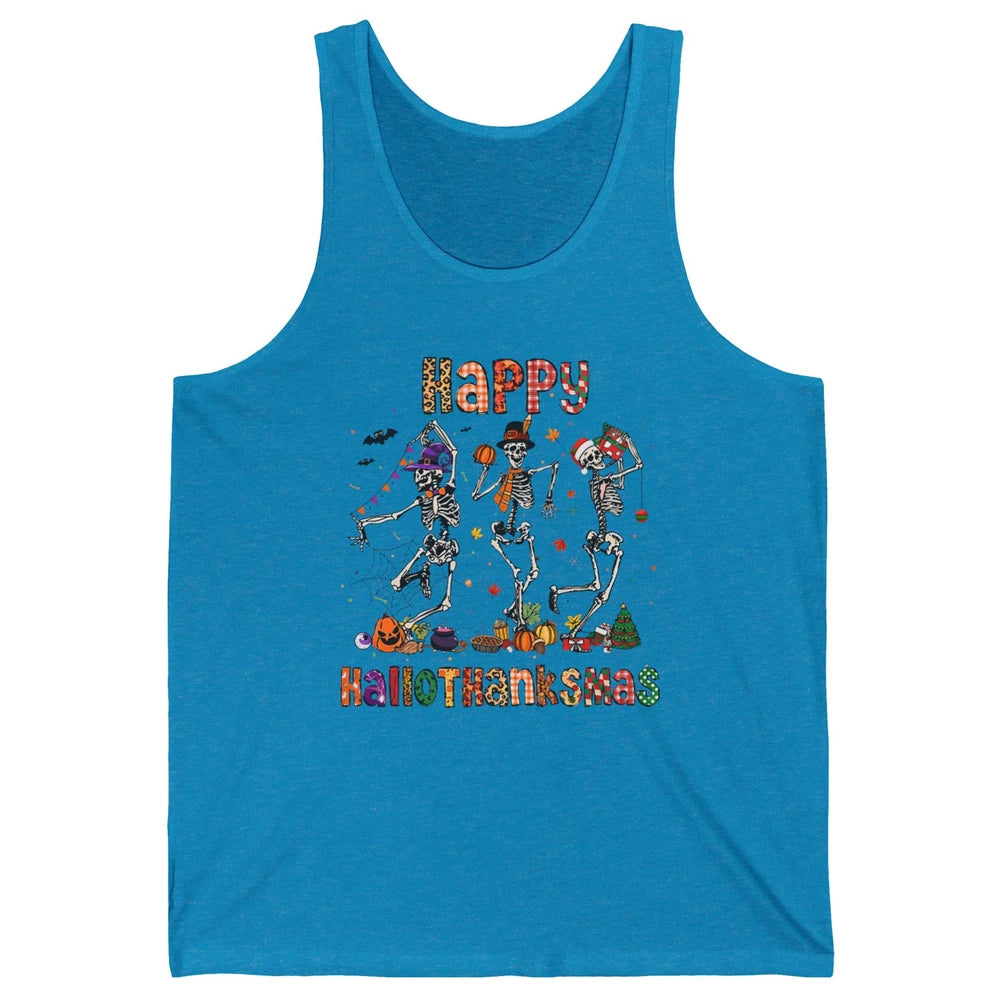 Funny Dancing Skeleton Happy Hallo-thank-mas Fall Pumpkin Unisex Jersey Tank