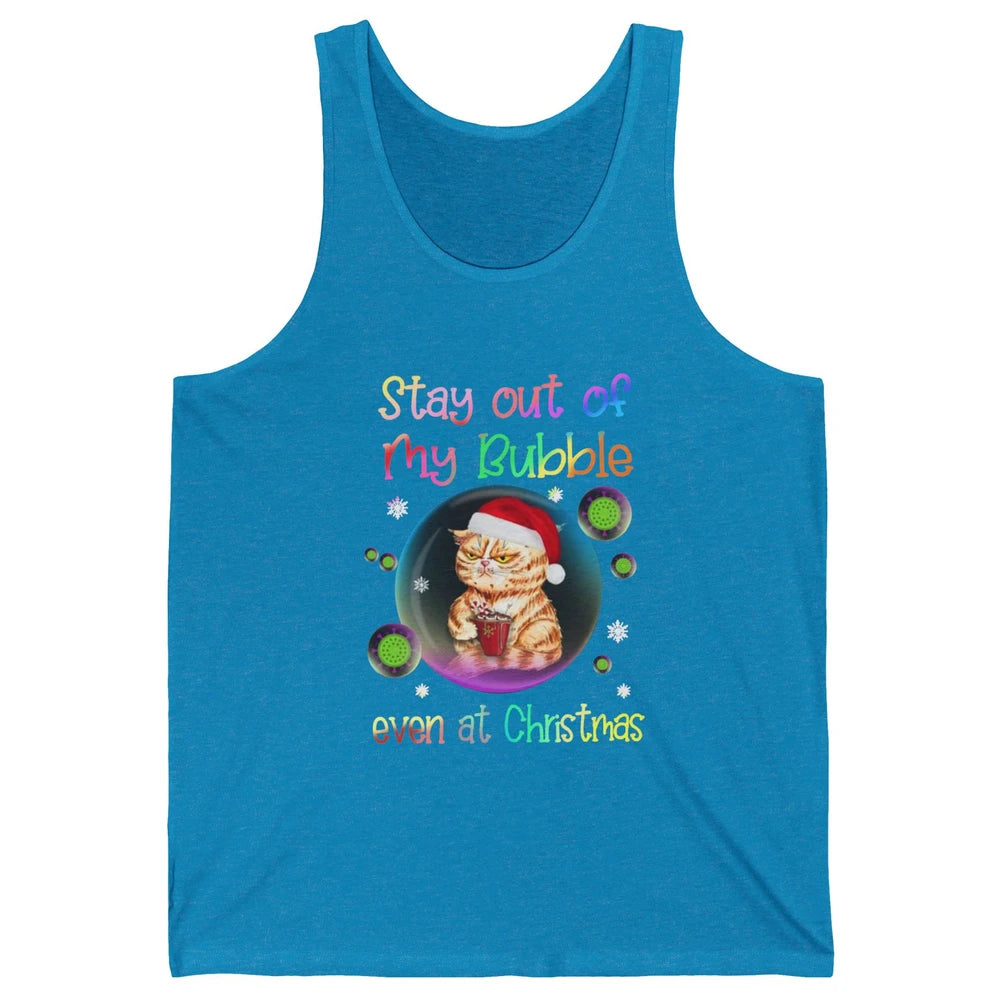 Funny Santa Cat Stay Out Of My Bubble Even At Christmas Unisex Jersey Tank