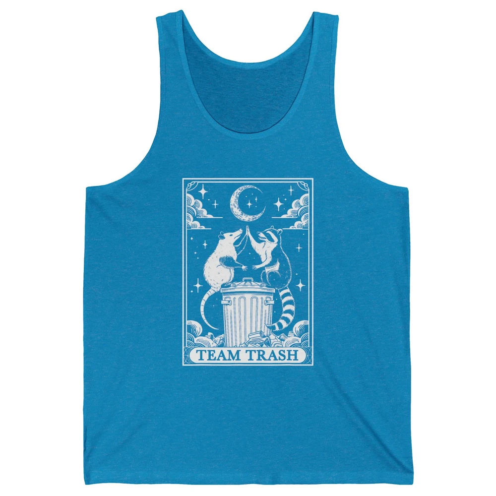 Tarot Card Vintage Team Trash Crescent Moon Opossum Panda Raccoon Gothic Trashy Sarcastic Unisex Jersey Tank