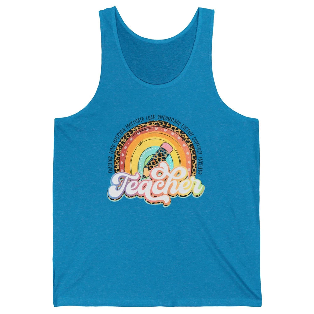 Teacher Life Love Inspire Motivate Appreciation Gift Rainbow Unisex Jersey Tank