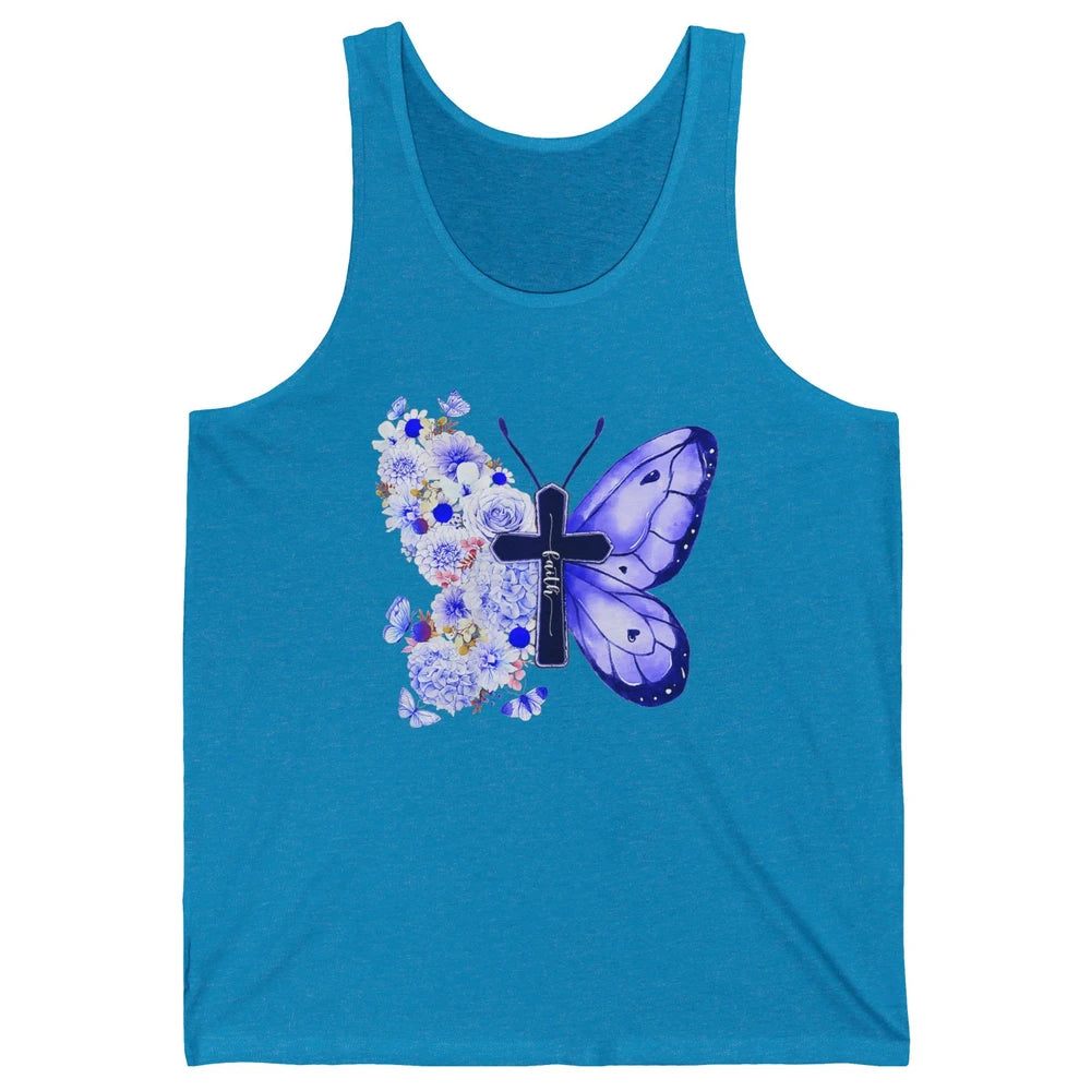 Butterfly Cross Faith Floral God Jesus Christian Bible Women Unisex Jersey Tank