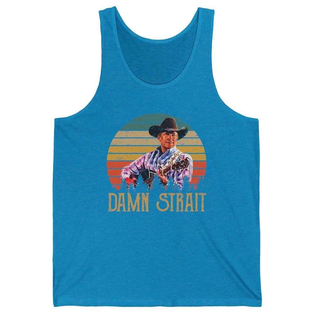 Vintage Cowboy Guitar Country Music Damn Strait Western Unisex Jersey Tank