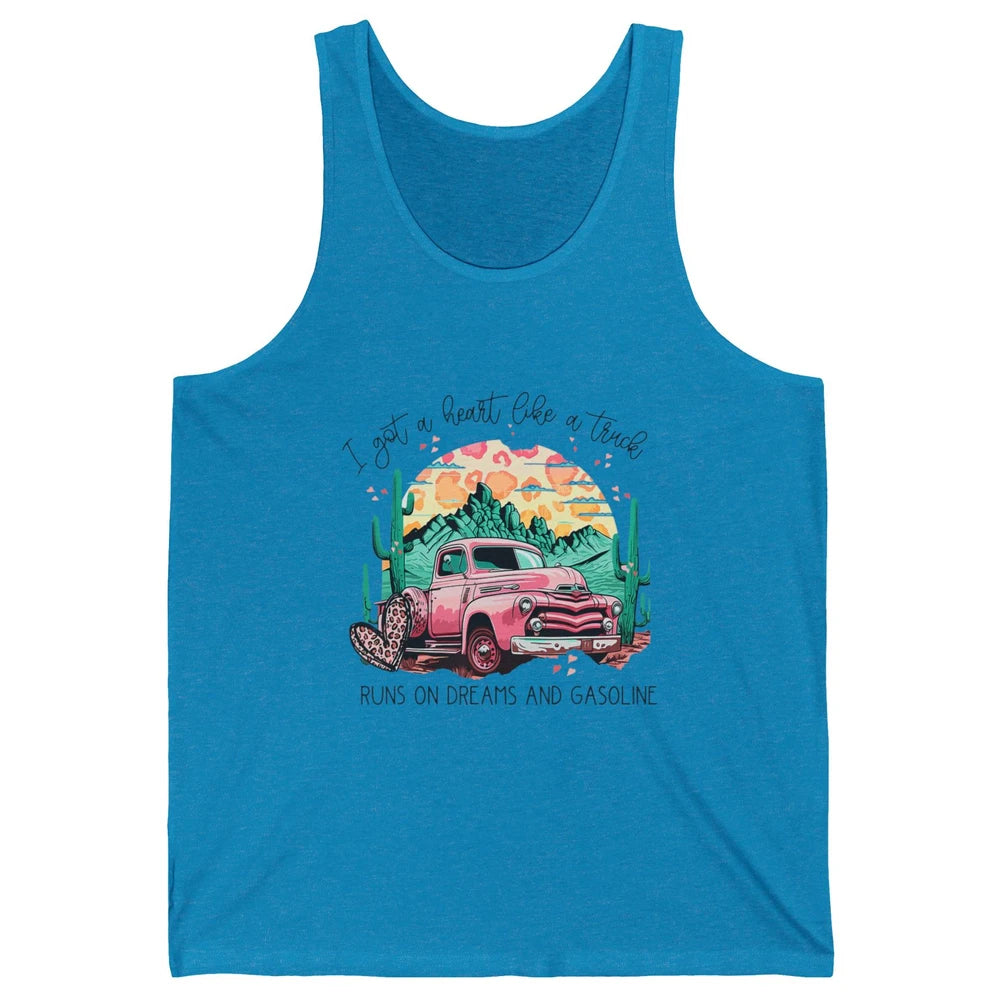 Western Sunset Cowgirl I Got Heart Like Truck Rodeo Cactus Unisex Jersey Tank