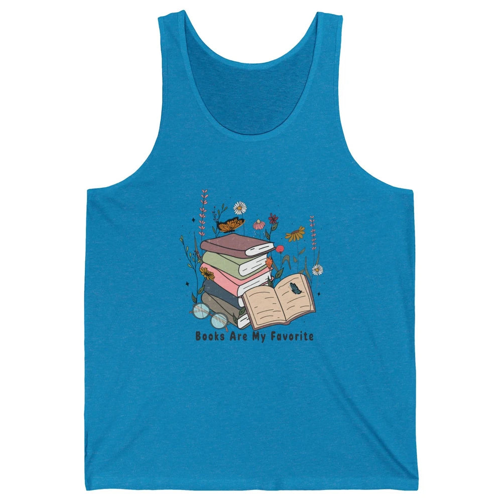 Vintage Books Are My Favorite Floral Bookish Reading Retro Unisex Jersey Tank