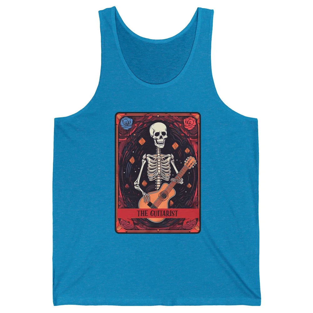 Retro Skeleton Musician The Guitarist Tarot Card Halloween Unisex Jersey Tank