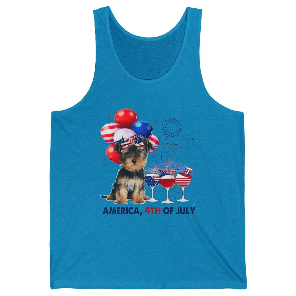 Yorkshire Terrier Wine 4th Of July Firework Celebrate Yorkie Unisex Jersey Tank