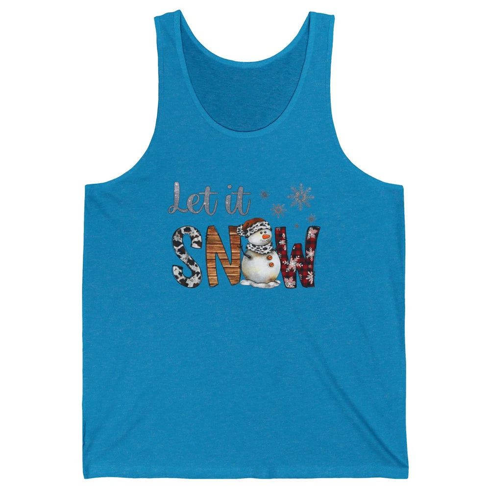 Leopard Snowman Let It Snow Snowflakes Western Christmas Unisex Jersey Tank