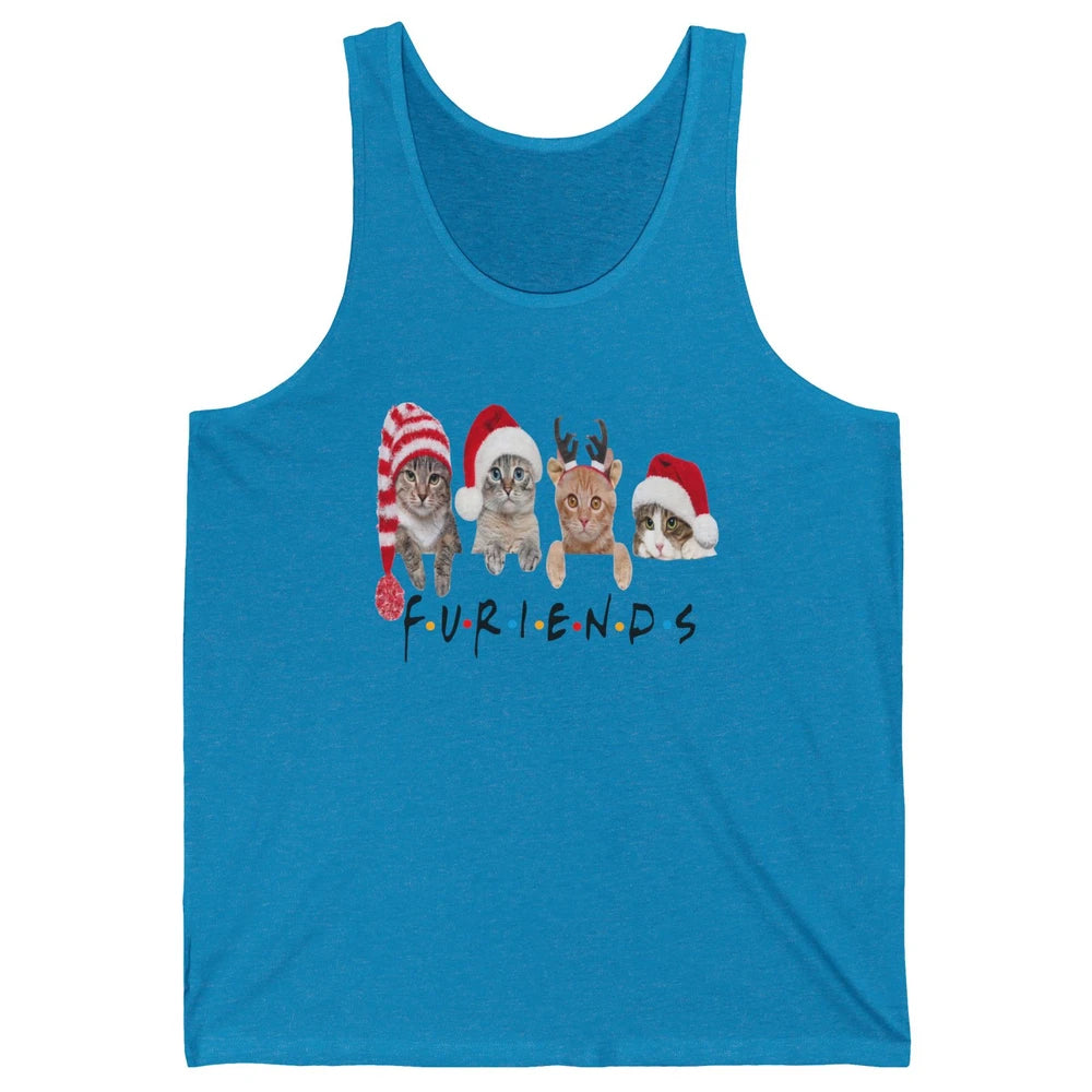 Funny Cat Furiends Merry Christmas Hat Santa Cat Lovers Gift Unisex Jersey Tank