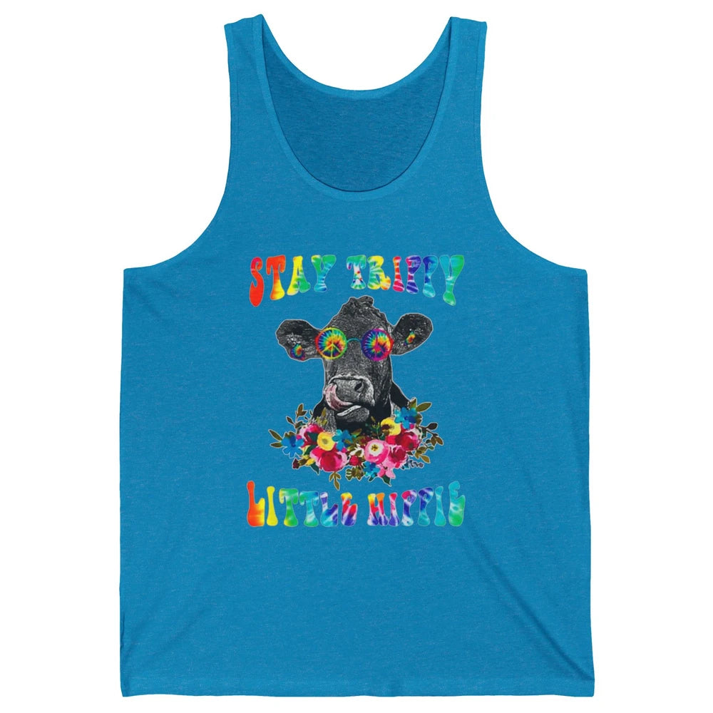 Stay Trippy Little Hippie Heifer Licking Highland Cow Peace Unisex Jersey Tank