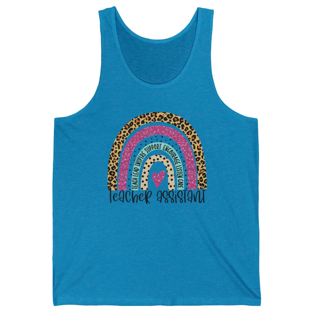 Teacher Assistant Leopard Rainbow Teacher Appreciation Gift Unisex Jersey Tank