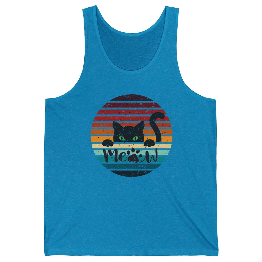 Vintage Black Cat Peeking Meow Cat Mom Cat Lady Gift Unisex Jersey Tank