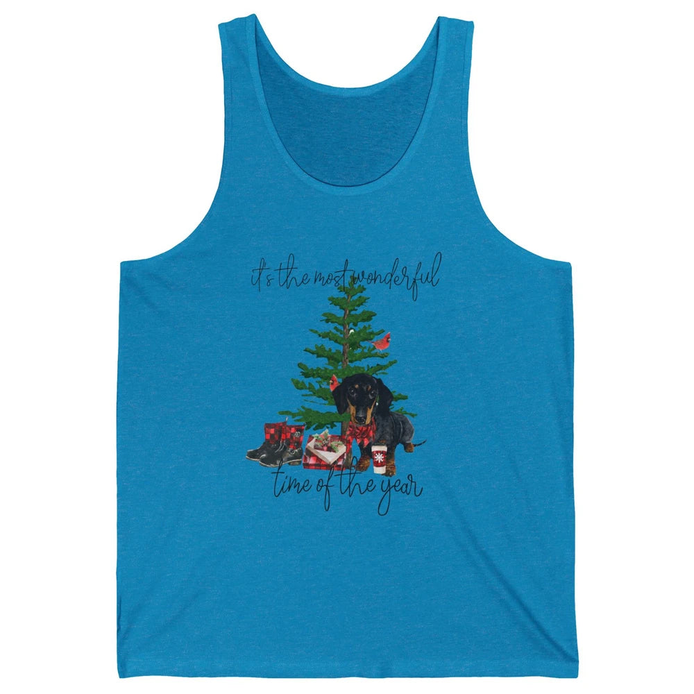 Dachshund Christmas Tree The Most Wonderful Time Of The Year Unisex Jersey Tank