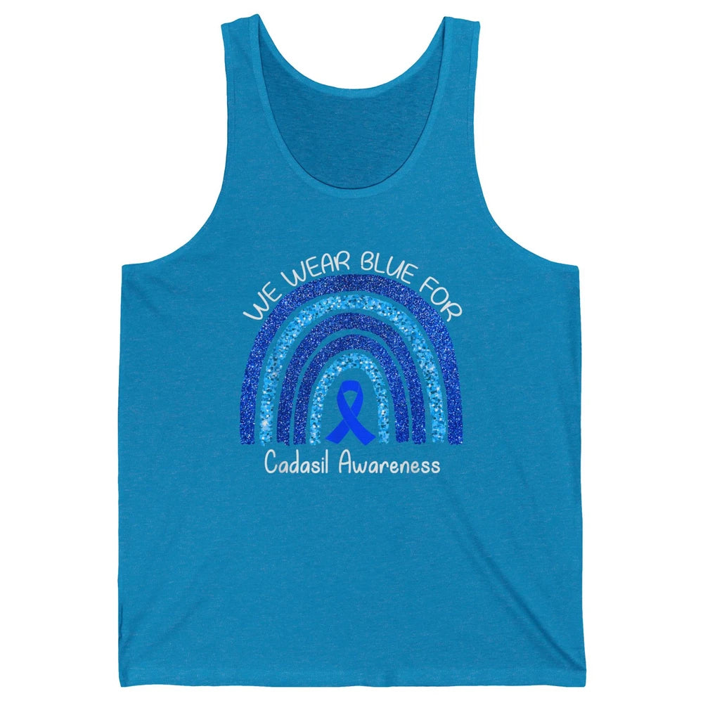 We Wear Blue Rainbow For Cadasil Awareness Month Blue Ribbon Unisex Jersey Tank