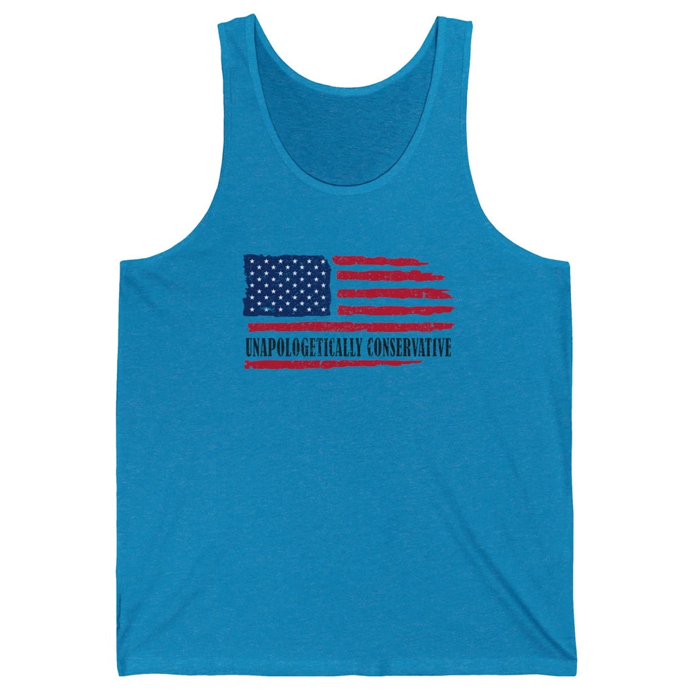 US Flag Unapologetically Conservative July 4th US Patriots Unisex Jersey Tank