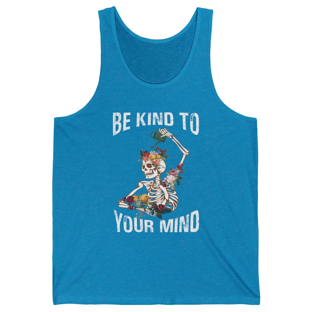 Be Kind Skull Retro Floral Skeleton Motivation Positive Mind Unisex Jersey Tank