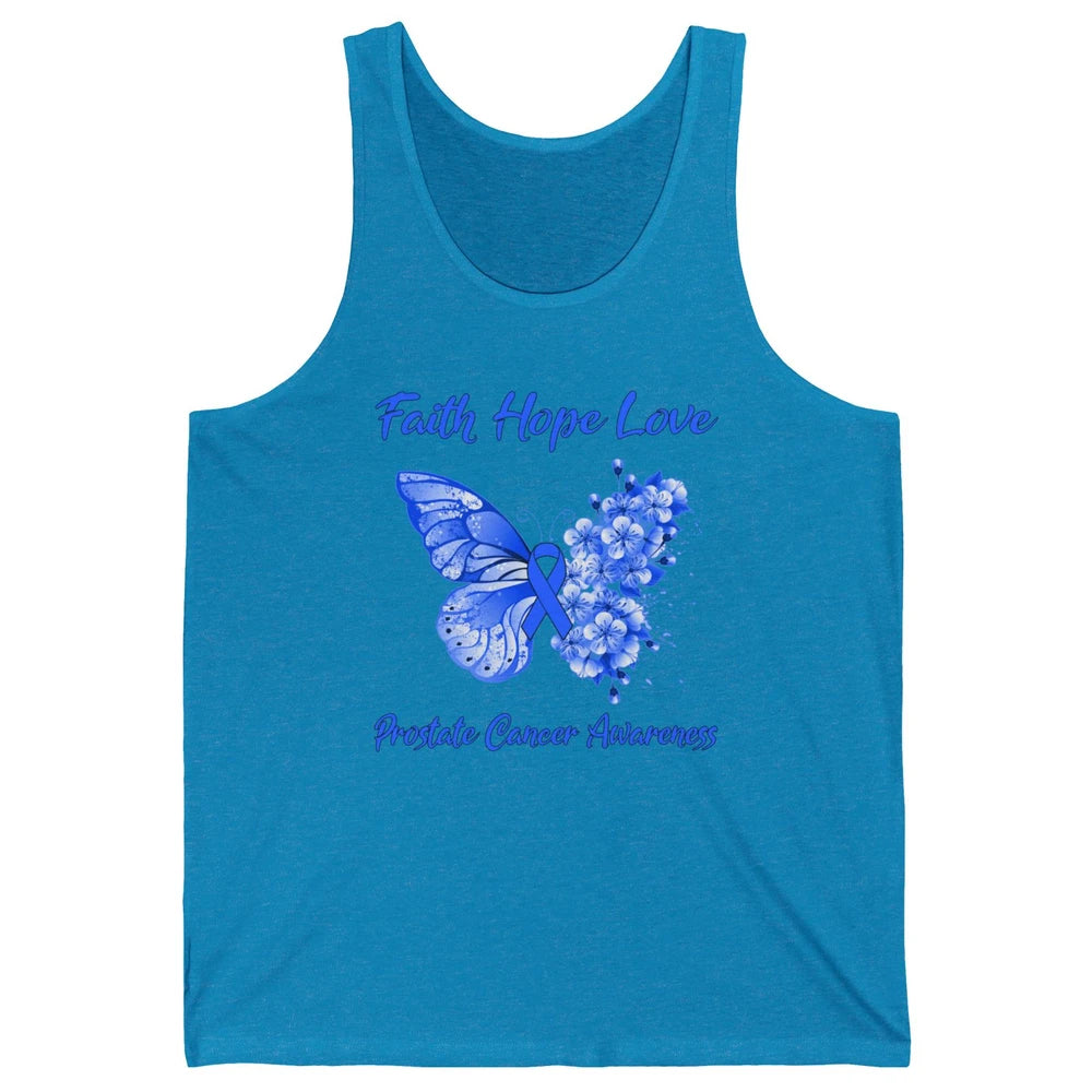 Butterfly Faith Hope Warrior Prostate Cancer Blue Ribbon Unisex Jersey Tank